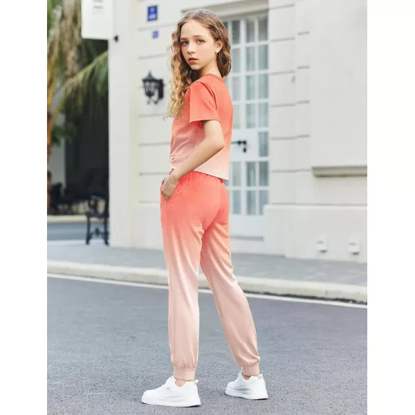 Arshiner Girls Clothing Sets Tie Dye Twist Front Tops &amp; Sweatpants Outfits Sportwear Sweatsuits Tracksuits 4-13 Year