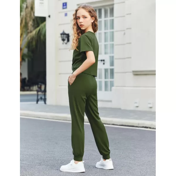 Arshiner Girls Clothing Sets Tie Dye Twist Front Tops &amp; Sweatpants Outfits Sportwear Sweatsuits Tracksuits 4-13 Year