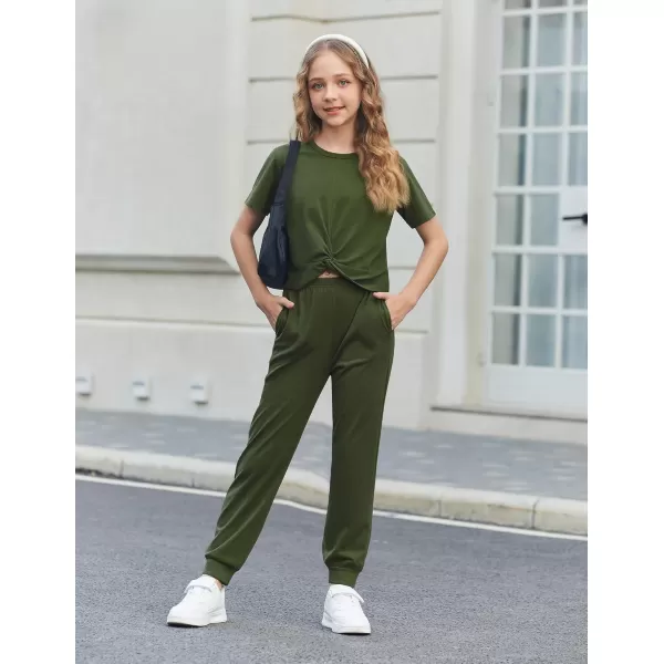 Arshiner Girls Clothing Sets Tie Dye Twist Front Tops &amp; Sweatpants Outfits Sportwear Sweatsuits Tracksuits 4-13 Year