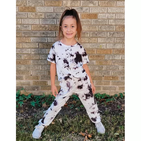 Arshiner Girls Clothing Sets Tie Dye Twist Front Tops &amp; Sweatpants Outfits Sportwear Sweatsuits Tracksuits 4-13 Year
