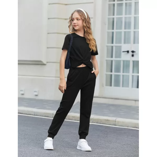 Arshiner Girls Clothing Sets Tie Dye Twist Front Tops &amp; Sweatpants Outfits Sportwear Sweatsuits Tracksuits 4-13 Year