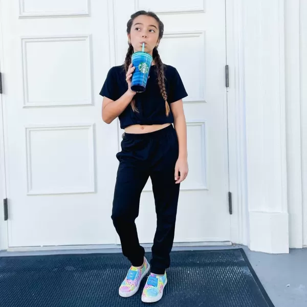 Arshiner Girls Clothing Sets Tie Dye Twist Front Tops &amp; Sweatpants Outfits Sportwear Sweatsuits Tracksuits 4-13 Year