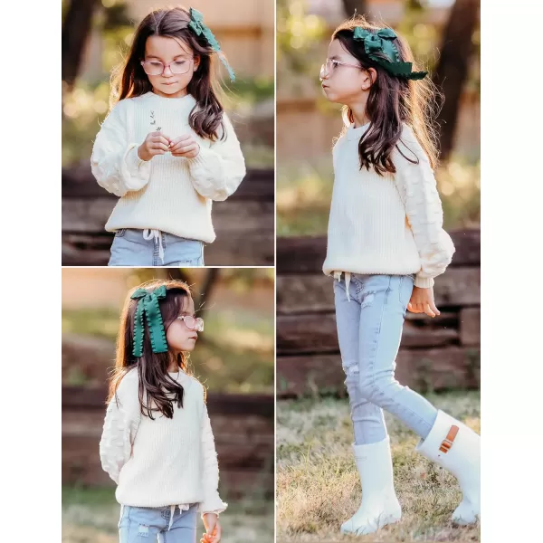 Arshiner Girls Crewneck Sweaters Chunky Lantern Sleeve Knit Jumper Tops Casual Drop Shoulder Pullover Outwear for 5-13 Years