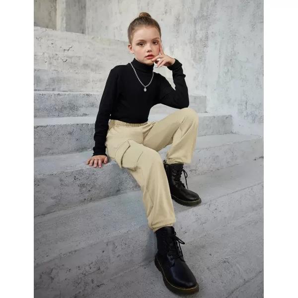 Arshiner Girls Joggers Sweatpants Kids Cargo Loose High Waisted Pants with Pockets 5-16 Years