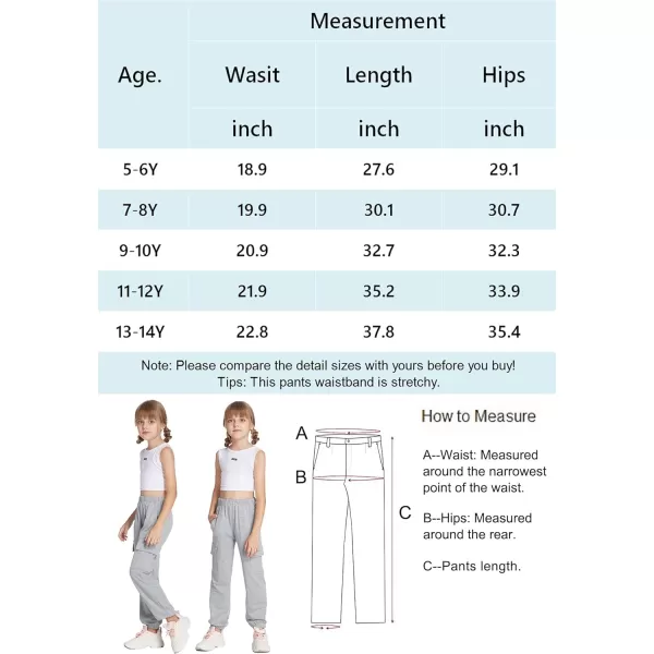 Arshiner Girls Joggers Sweatpants Kids Cargo Loose High Waisted Pants with Pockets 5-16 Years