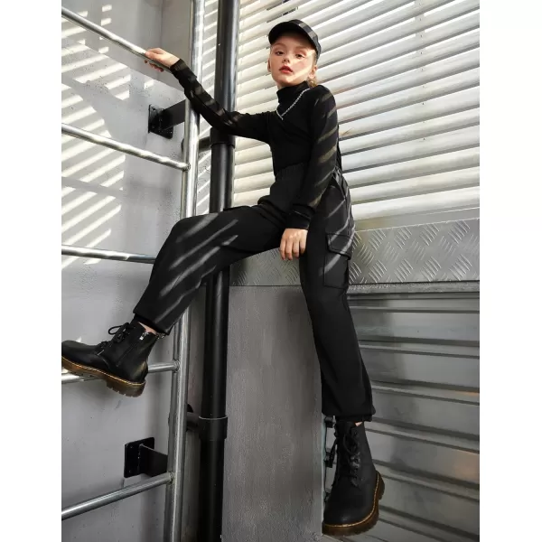 Arshiner Girls Joggers Sweatpants Kids Cargo Loose High Waisted Pants with Pockets 5-16 Years