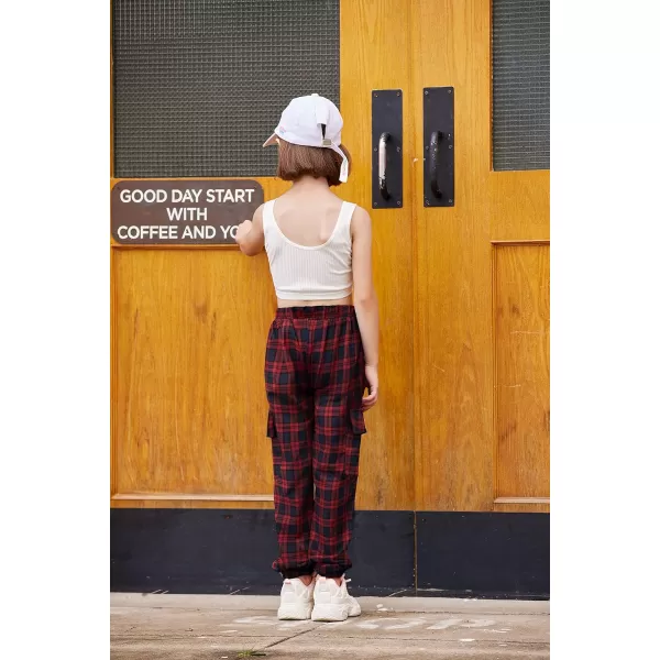Arshiner Girls Joggers Sweatpants Kids Cargo Loose High Waisted Pants with Pockets 5-16 Years