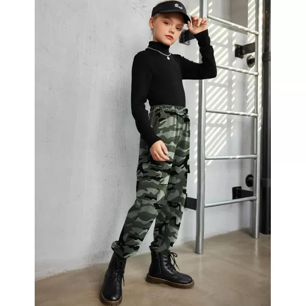 Arshiner Girls Joggers Sweatpants Kids Cargo Loose High Waisted Pants with Pockets 5-16 Years