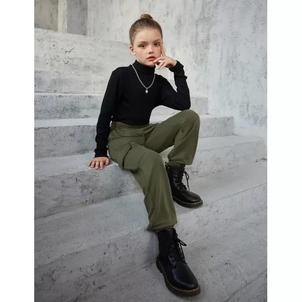 Arshiner Girls Joggers Sweatpants Kids Cargo Loose High Waisted Pants with Pockets 5-16 Years