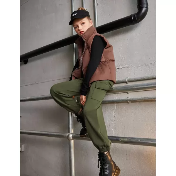 Arshiner Girls Joggers Sweatpants Kids Cargo Loose High Waisted Pants with Pockets 5-16 Years