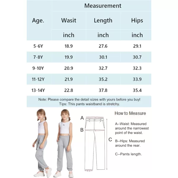 Arshiner Girls Joggers Sweatpants Kids Cargo Loose High Waisted Pants with Pockets 5-16 Years