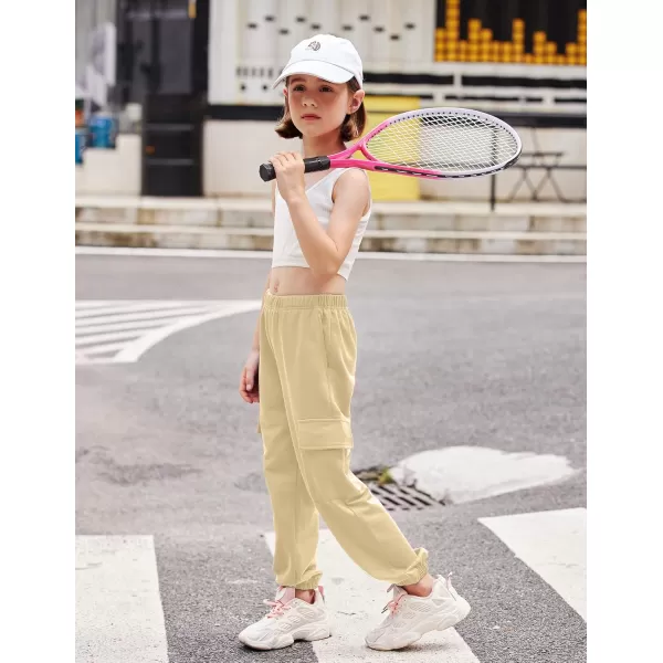 Arshiner Girls Joggers Sweatpants Kids Cargo Loose High Waisted Pants with Pockets 5-16 Years