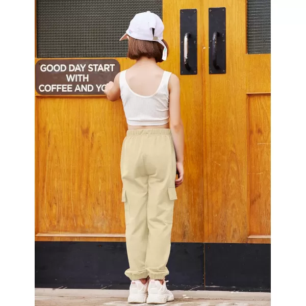 Arshiner Girls Joggers Sweatpants Kids Cargo Loose High Waisted Pants with Pockets 5-16 Years