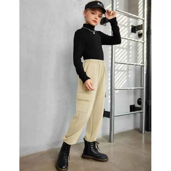 Arshiner Girls Joggers Sweatpants Kids Cargo Loose High Waisted Pants with Pockets 5-16 Years