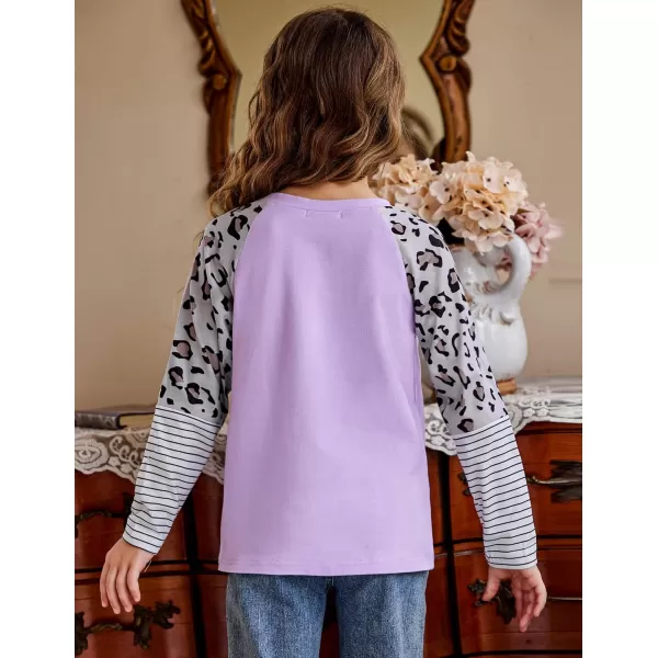 Arshiner Girls Long Sleeve Shirts Color Block Casual Cute Top Tee Blouse with Fashion Pocket