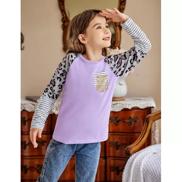 Arshiner Girls Long Sleeve Shirts Color Block Casual Cute Top Tee Blouse with Fashion Pocket