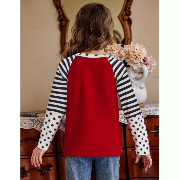 Arshiner Girls Long Sleeve Shirts Color Block Casual Cute Top Tee Blouse with Fashion Pocket