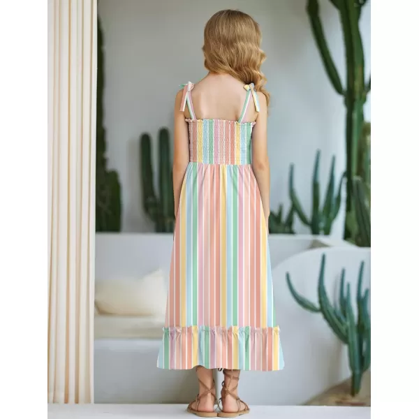 Arshiner Girls Summer Dress Boho Beach Casual Smocked Maxi Dresses 6-13 Years