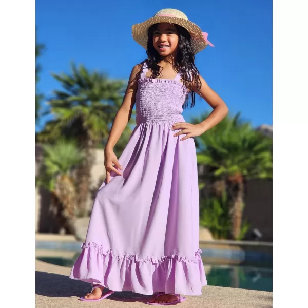 Arshiner Girls Summer Dress Boho Beach Casual Smocked Maxi Dresses 6-13 Years