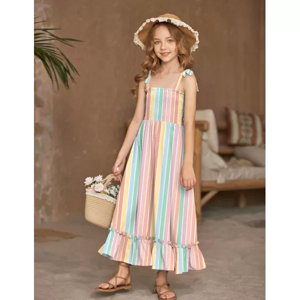 Arshiner Girls Summer Dress Boho Beach Casual Smocked Maxi Dresses 6-13 Years