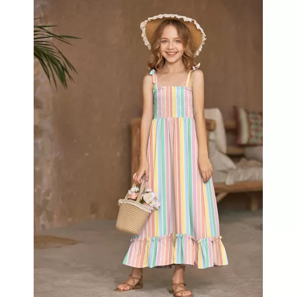 Arshiner Girls Summer Dress Boho Beach Casual Smocked Maxi Dresses 6-13 Years