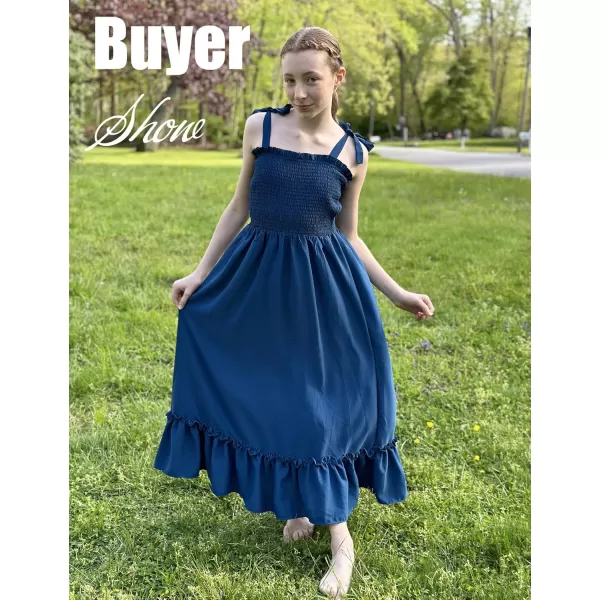 Arshiner Girls Summer Dress Boho Beach Casual Smocked Maxi Dresses 6-13 Years