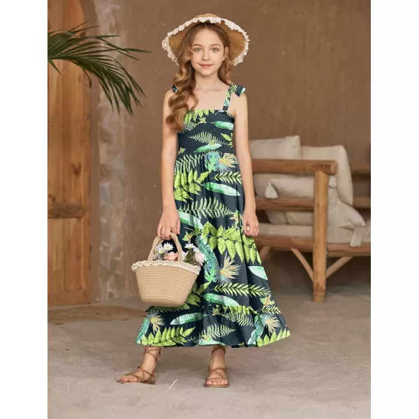 Arshiner Girls Summer Dress Boho Beach Casual Smocked Maxi Dresses 6-13 Years
