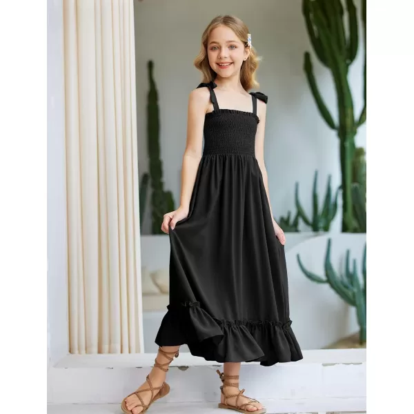 Arshiner Girls Summer Dress Boho Beach Casual Smocked Maxi Dresses 6-13 Years