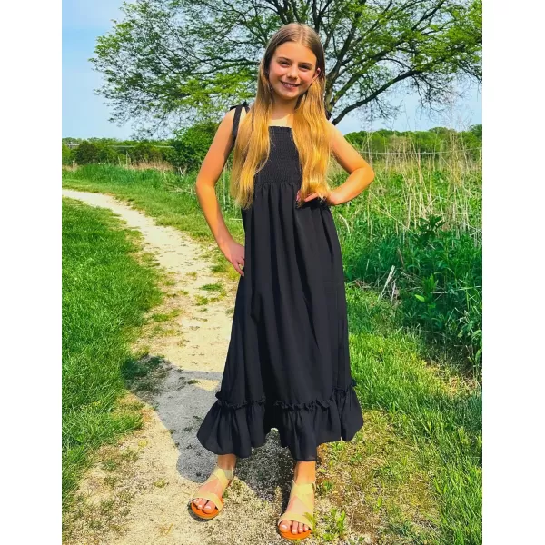 Arshiner Girls Summer Dress Boho Beach Casual Smocked Maxi Dresses 6-13 Years