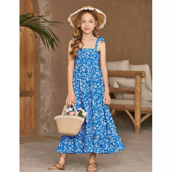 Arshiner Girls Summer Dress Boho Beach Casual Smocked Maxi Dresses 6-13 Years