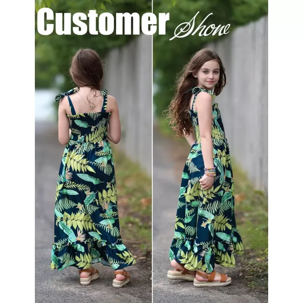 Arshiner Girls Summer Dress Boho Beach Casual Smocked Maxi Dresses 6-13 Years
