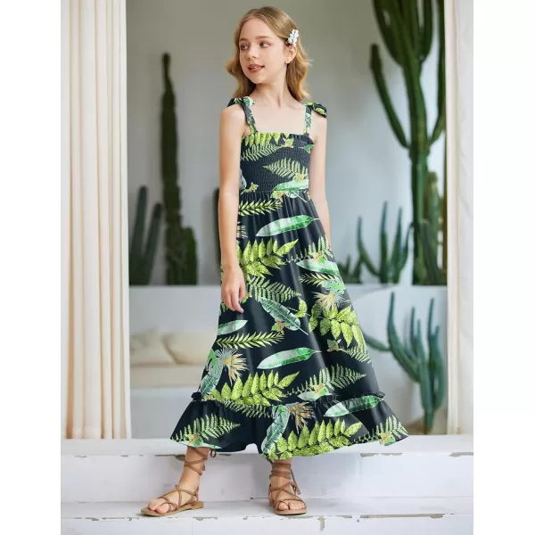 Arshiner Girls Summer Dress Boho Beach Casual Smocked Maxi Dresses 6-13 Years