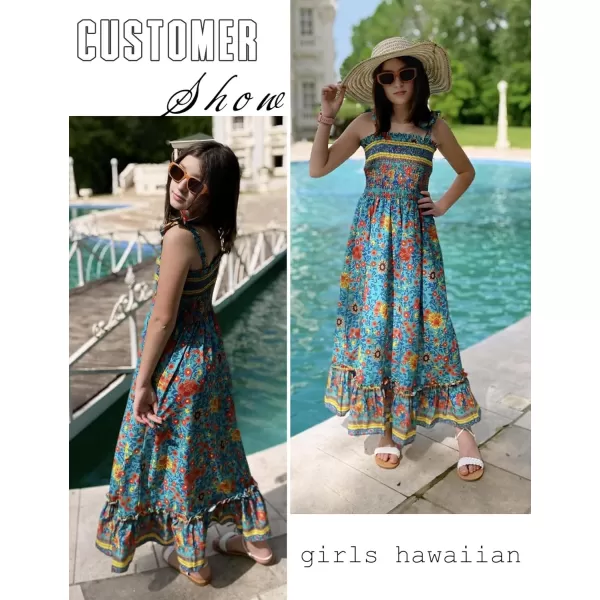 Arshiner Girls Summer Dress Boho Beach Casual Smocked Maxi Dresses 6-13 Years