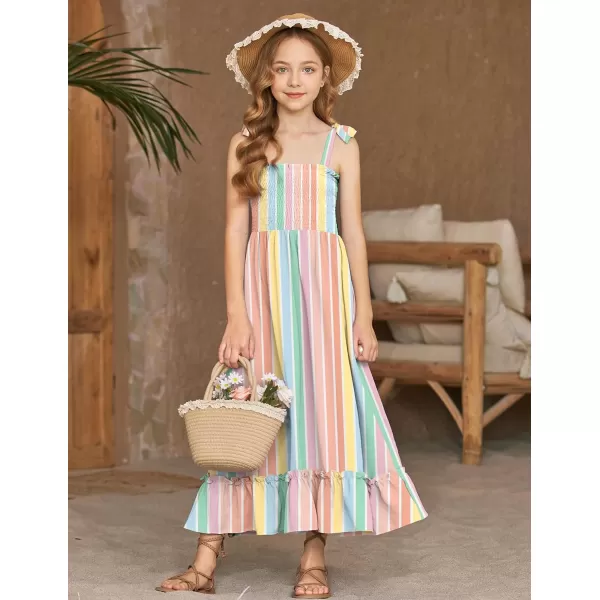 Arshiner Girls Summer Dress Boho Beach Casual Smocked Maxi Dresses 6-13 Years