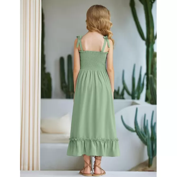 Arshiner Girls Summer Dress Boho Beach Casual Smocked Maxi Dresses 6-13 Years