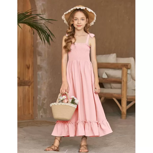 Arshiner Girls Summer Dress Boho Beach Casual Smocked Maxi Dresses 6-13 Years