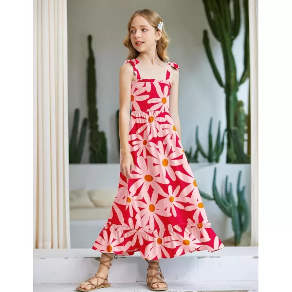Arshiner Girls Summer Dress Boho Beach Casual Smocked Maxi Dresses 6-13 Years