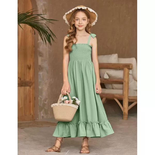 Arshiner Girls Summer Dress Boho Beach Casual Smocked Maxi Dresses 6-13 Years
