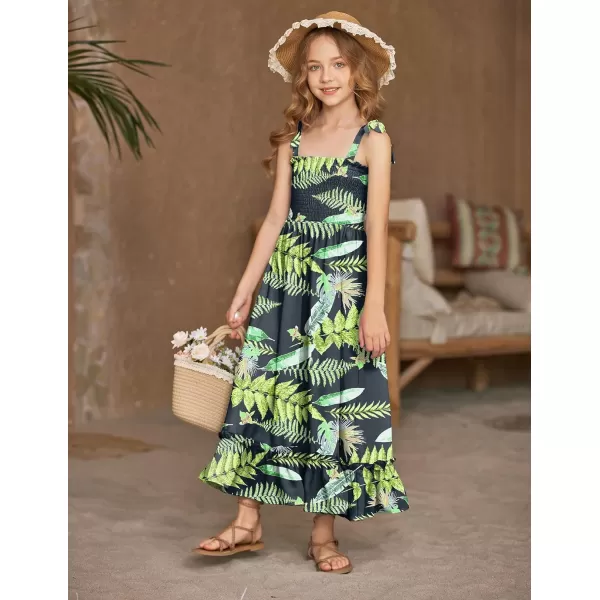 Arshiner Girls Summer Dress Boho Beach Casual Smocked Maxi Dresses 6-13 Years