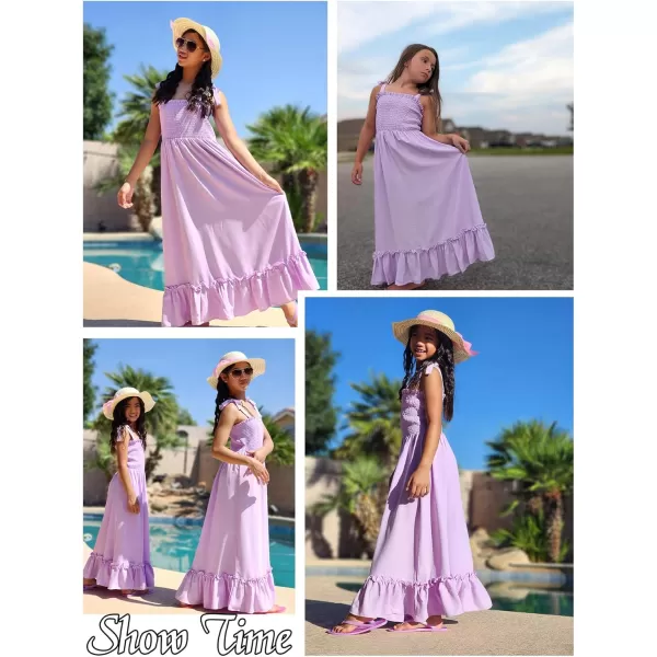 Arshiner Girls Summer Dress Boho Beach Casual Smocked Maxi Dresses 6-13 Years
