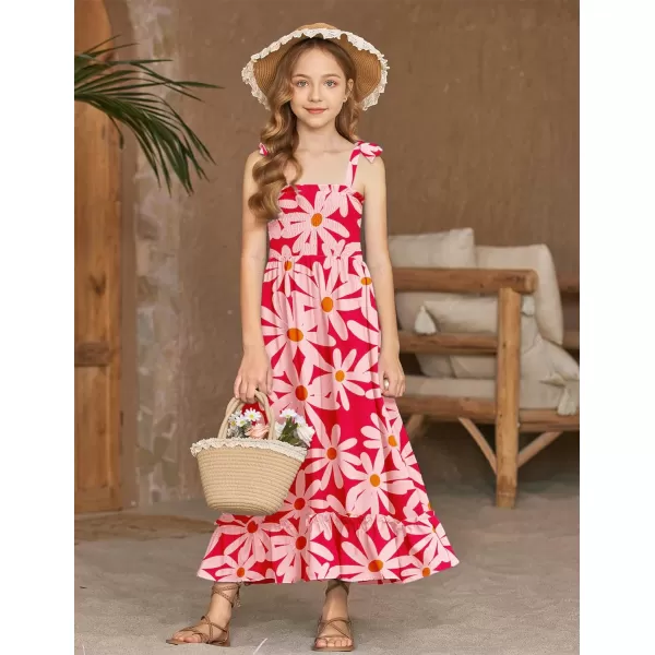 Arshiner Girls Summer Dress Boho Beach Casual Smocked Maxi Dresses 6-13 Years