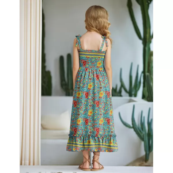 Arshiner Girls Summer Dress Boho Beach Casual Smocked Maxi Dresses 6-13 Years
