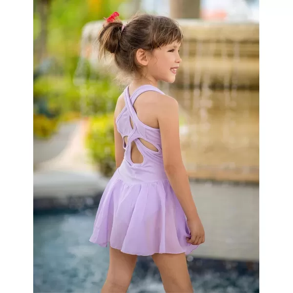 Arshiner Kid Girls Hollow Back Ballet Leotard with Skirt Sleeveless Dance Dresses