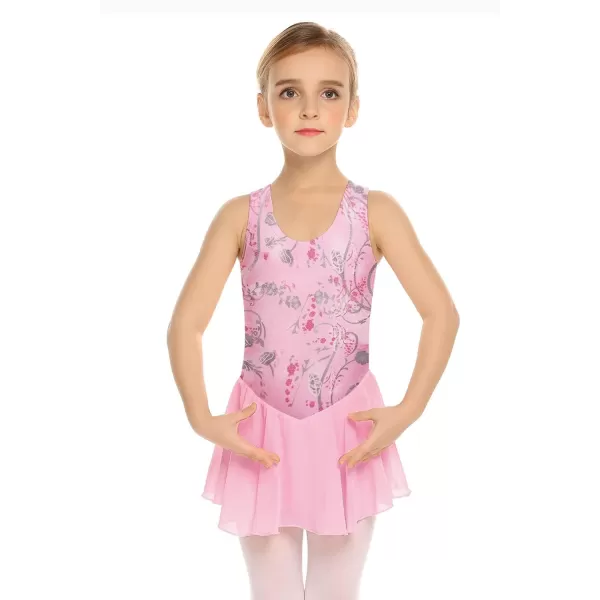 Arshiner Kid Girls Hollow Back Ballet Leotard with Skirt Sleeveless Dance Dresses