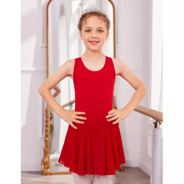 Arshiner Kid Girls Hollow Back Ballet Leotard with Skirt Sleeveless Dance Dresses