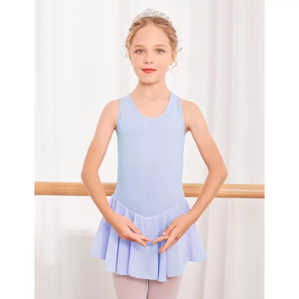 Arshiner Kid Girls Hollow Back Ballet Leotard with Skirt Sleeveless Dance Dresses