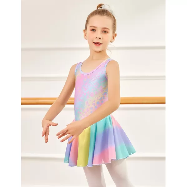 Arshiner Kid Girls Hollow Back Ballet Leotard with Skirt Sleeveless Dance Dresses