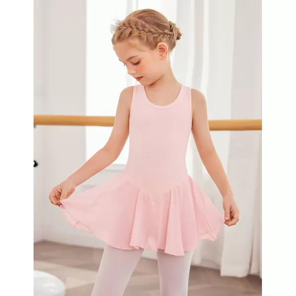 Arshiner Kid Girls Hollow Back Ballet Leotard with Skirt Sleeveless Dance Dresses