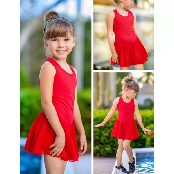 Arshiner Kid Girls Hollow Back Ballet Leotard with Skirt Sleeveless Dance Dresses