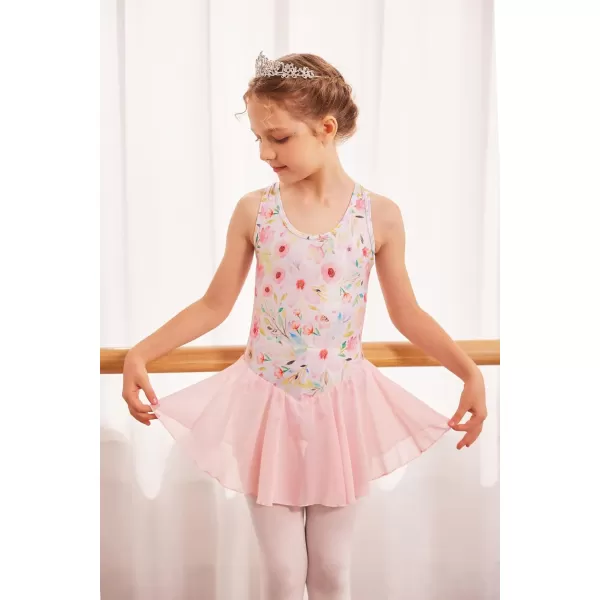 Arshiner Kid Girls Hollow Back Ballet Leotard with Skirt Sleeveless Dance Dresses